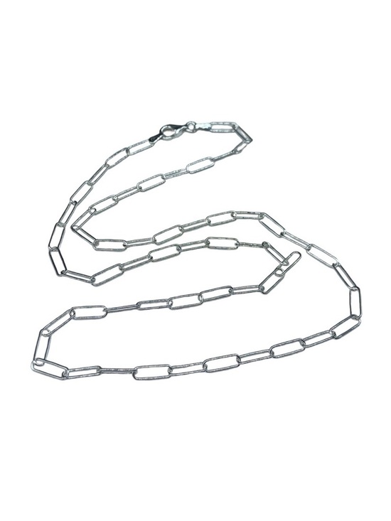 Jewelmazed Jewelry - 20” Sterling Silver Paperclip Chain Link Necklace Solid 925 Italy Paper Clip